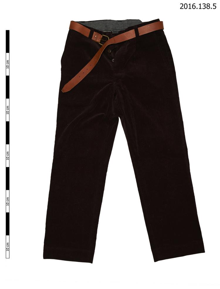 trousers (clothing: outerwear); belt (clothing: accessories)