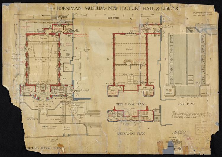 Image of The Horniman Museum New Lecture Hall and Library. Drawing 1