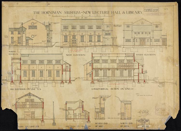 Image of The Horniman Museum New Lecture Hall and Library. Drawing 2