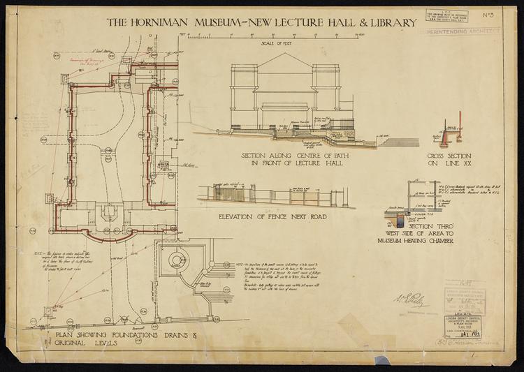 Image of The Horniman Museum New Lecture Hall and Library. Drawing 3