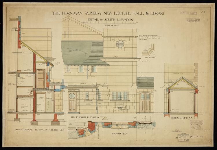 Image of The Horniman Museum New Lecture Hall and Library. Drawing 5