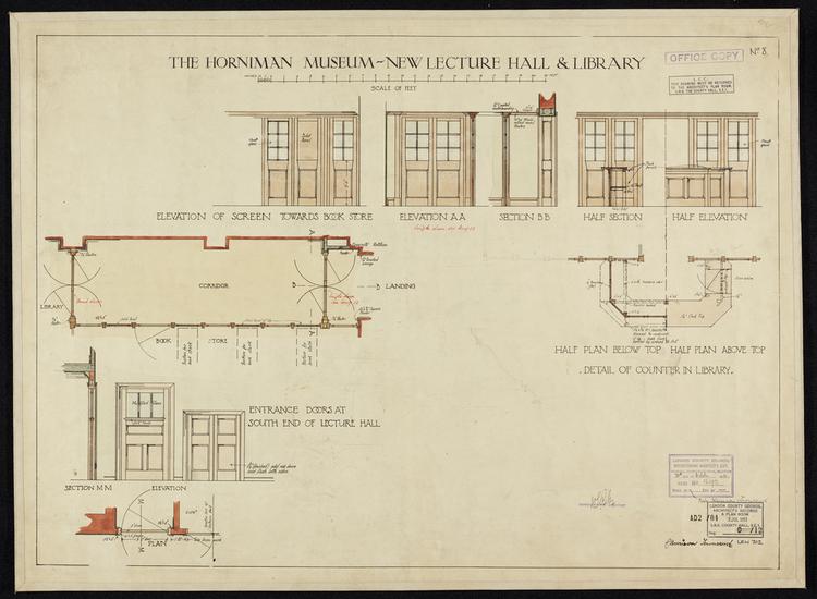 Image of The Horniman Museum New Lecture Hall and Library. Drawing 8