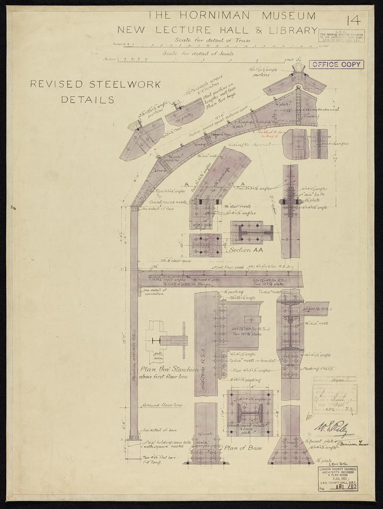 Image of The Horniman Museum New Lecture Hall and Library. Drawing 14