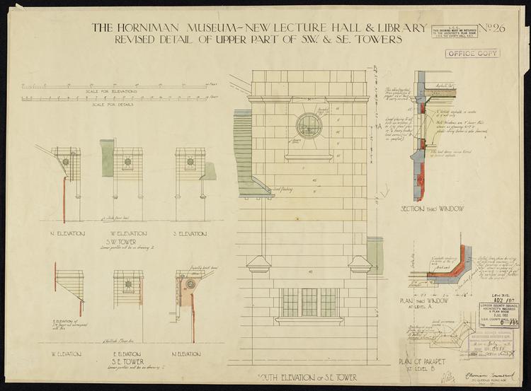 Image of The Horniman Museum New Lecture Hall and Library. Drawing 26