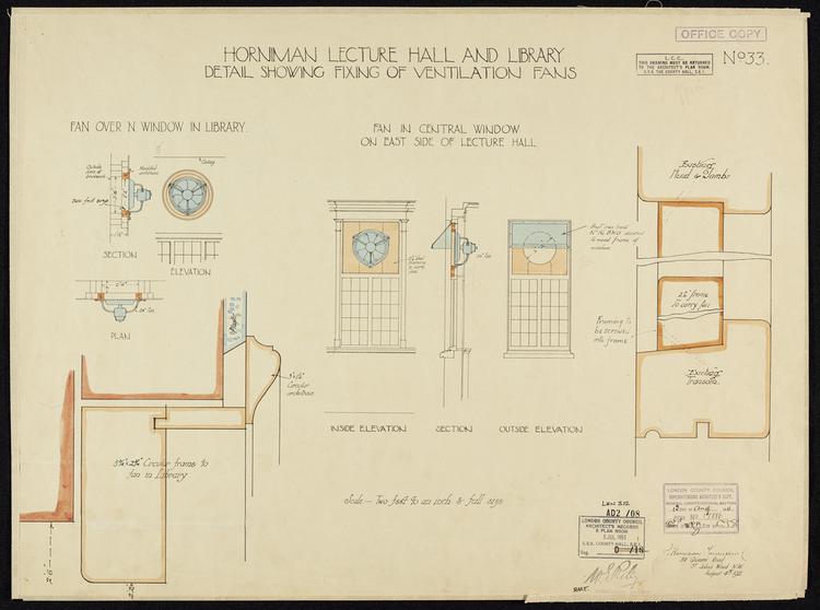 Image of The Horniman Museum New Lecture Hall and Library. Drawing 33