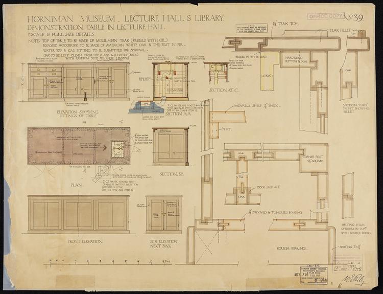 Image of The Horniman Museum New Lecture Hall and Library. Drawing 39