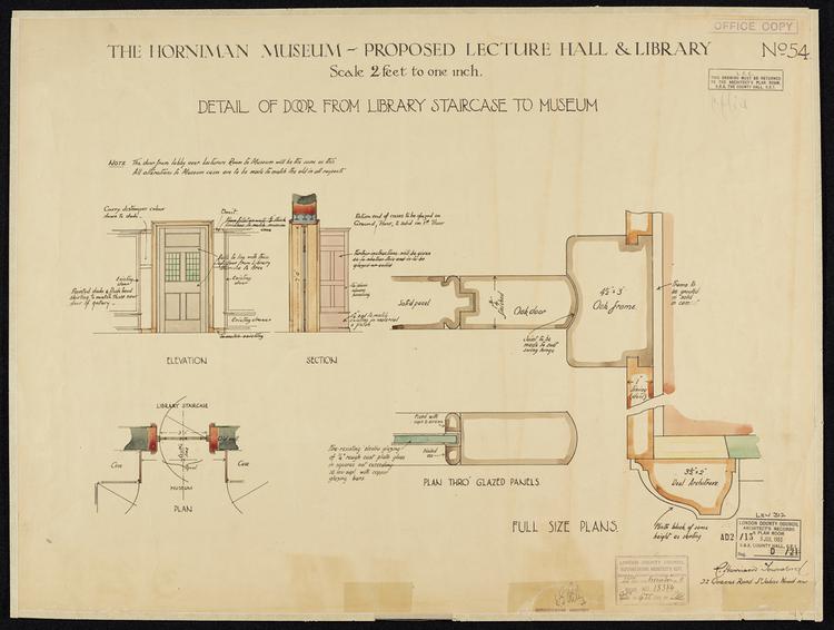 Image of The Horniman Museum New Lecture Hall and Library. Drawing 54