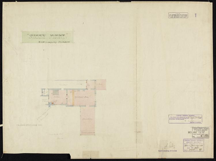 Image of "Surrey Mount" Horniman Museum: Plan of refreshment room and conservatory