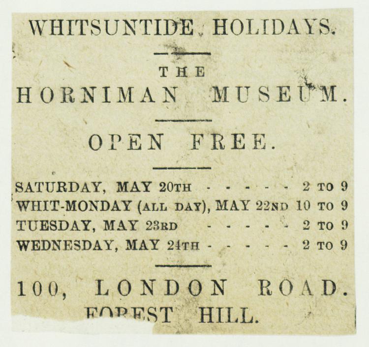 Image of Whitsuntide Holidays. The Horniman Museum