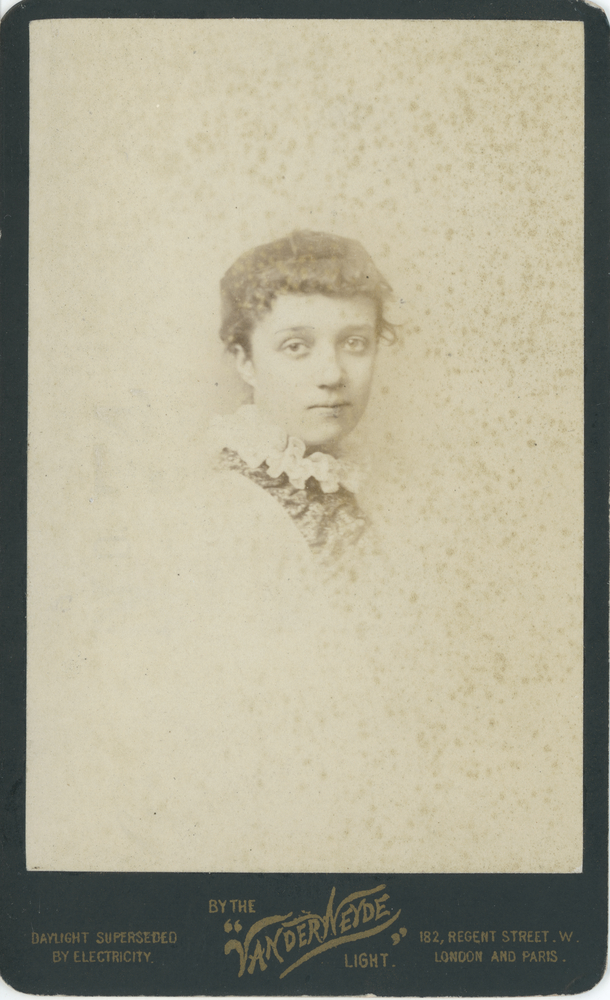 Image of Carte de visite featuring a photograph of Annie Horniman