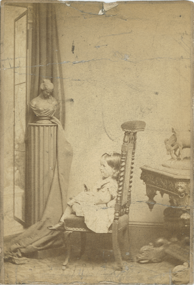 Image of Carte de visite featuring a photograph of a young girl, potentially Annie Horniman