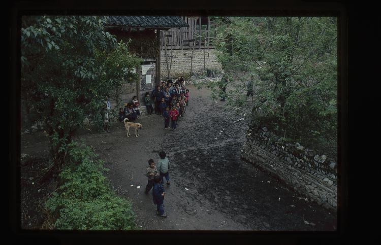 Image of 35mm slide: Looking down on a dwelling