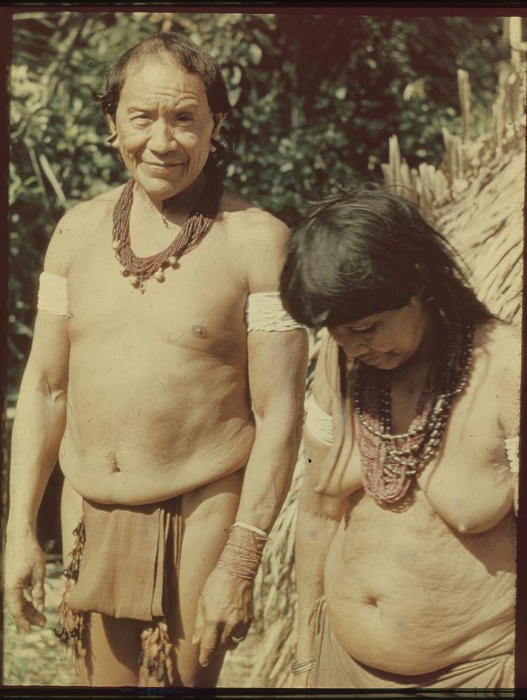 image of Colour transparency of a Wai Wai man and woman. See also slide numbers 5, 8 and 11.