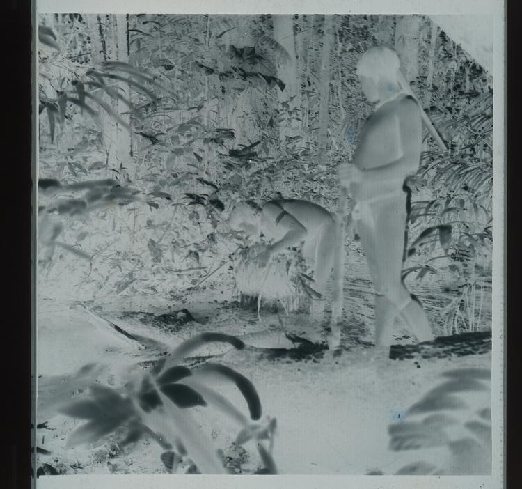 Image of Black and white negative of Wai Wai fisherman