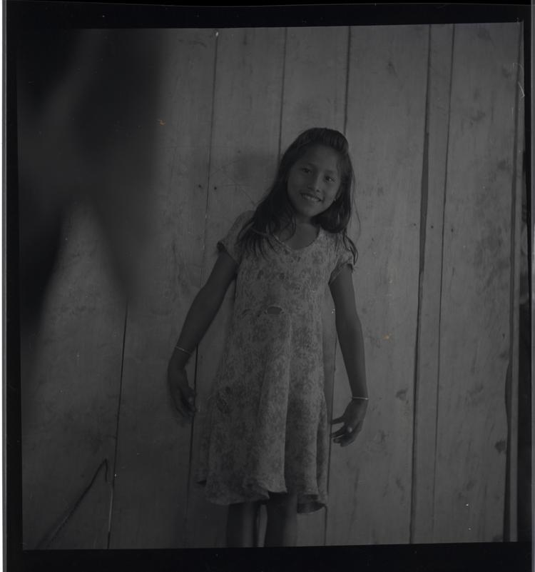 image of Black and white medium format negative (scanned positive) of a young girl