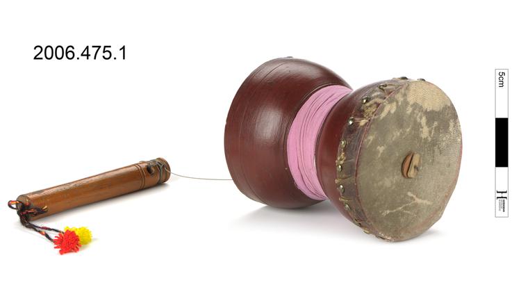 Image of 331-6 Variable tension chordophones or 'plucked drums' with loose string attached to the drum-head