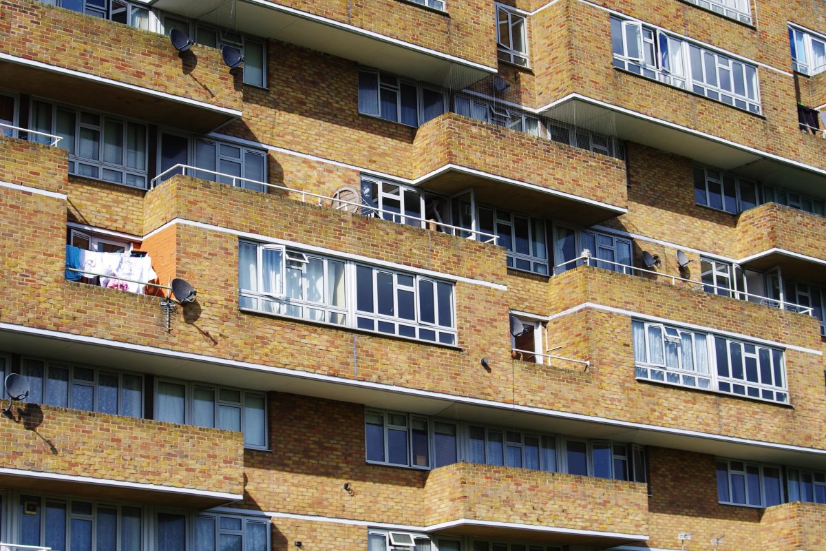 Close up of Dawson's Heights housing block