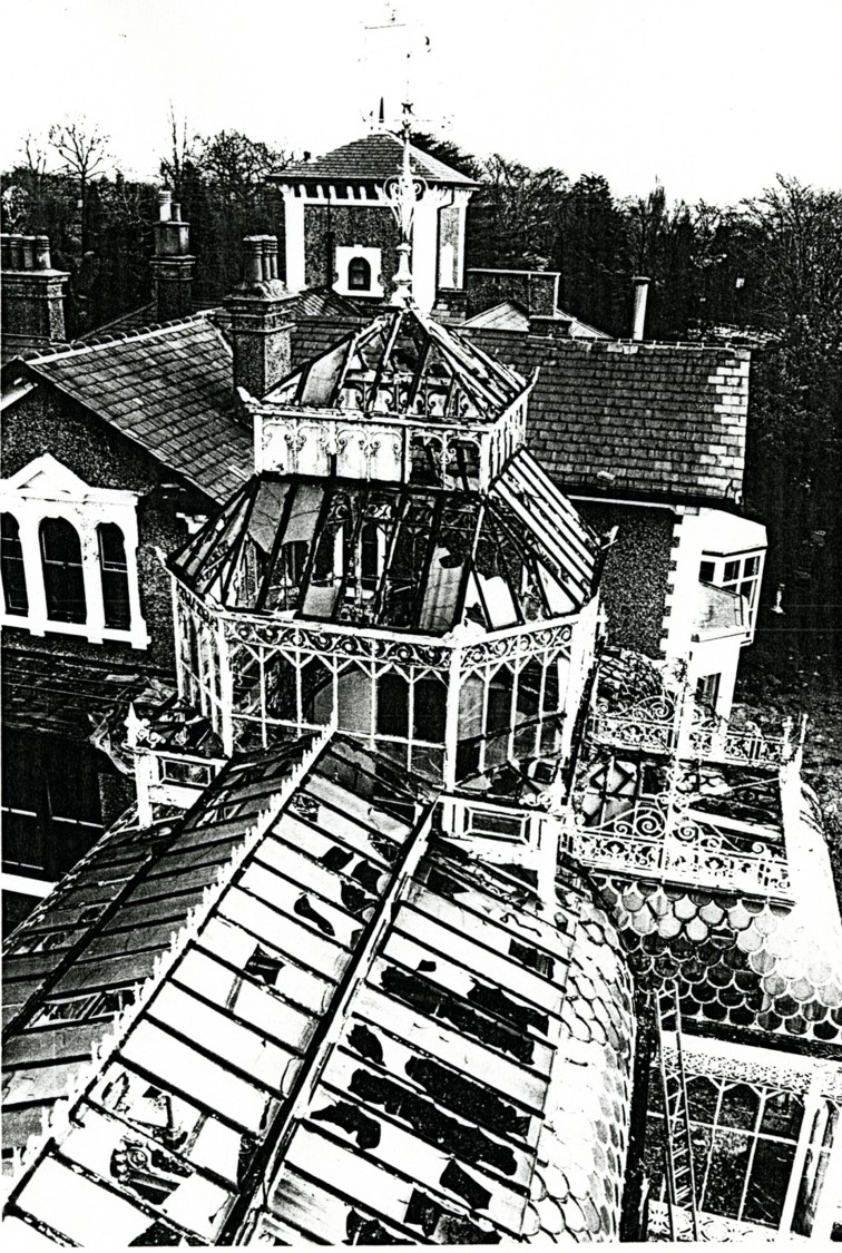 Photograph of fire damaged conservatory