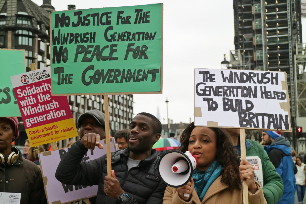 A group of windrush scandal protesters in London
