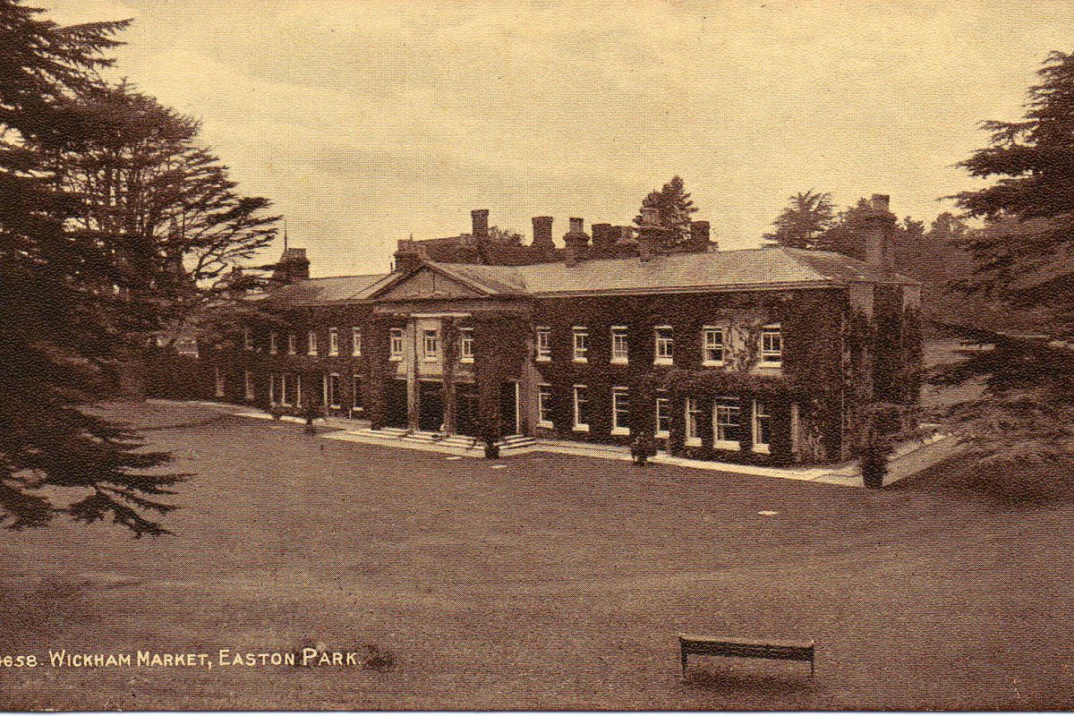 A sepia postcard of Easton Park