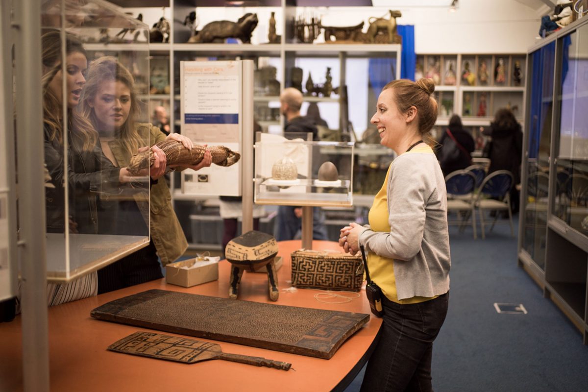 Horniman staff showing objects to handle