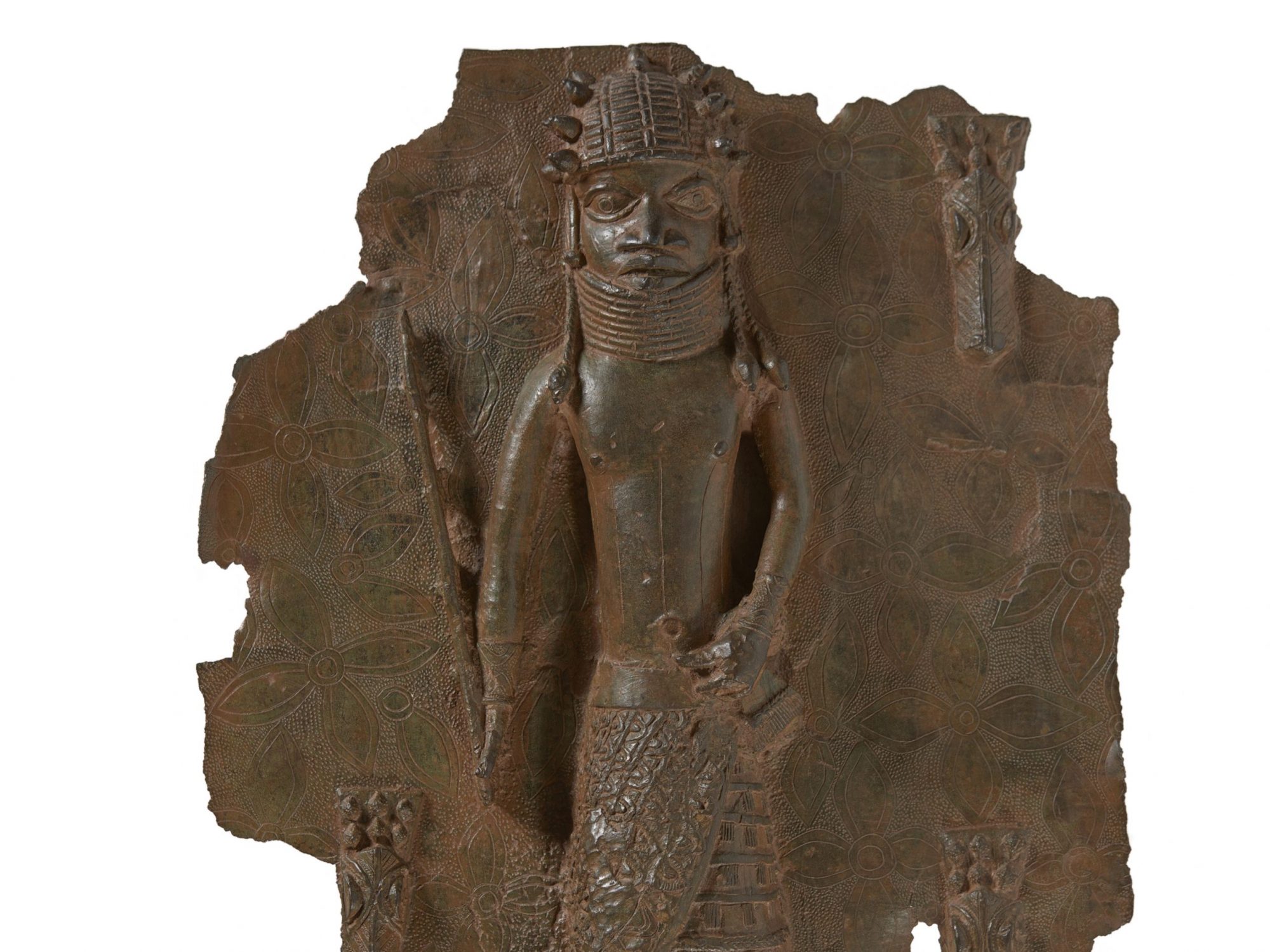Bronze figure on plaque