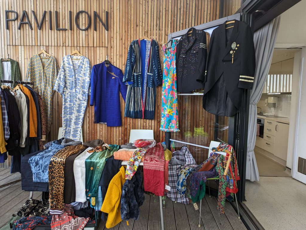 Second hand clothes on an outdoor stall