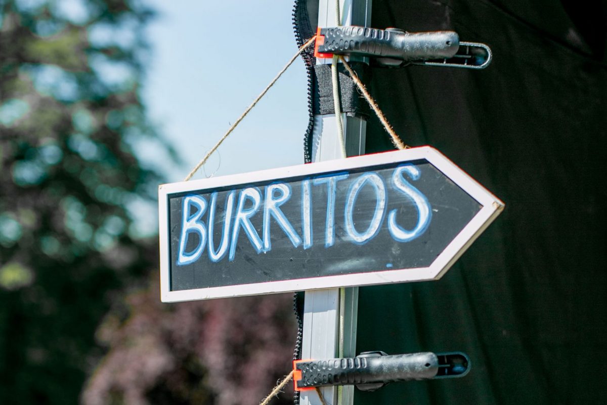 Signs saying Burritos and quesadilla