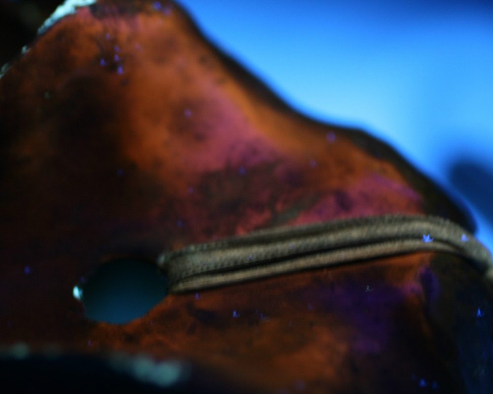 Part of a skull under UV light