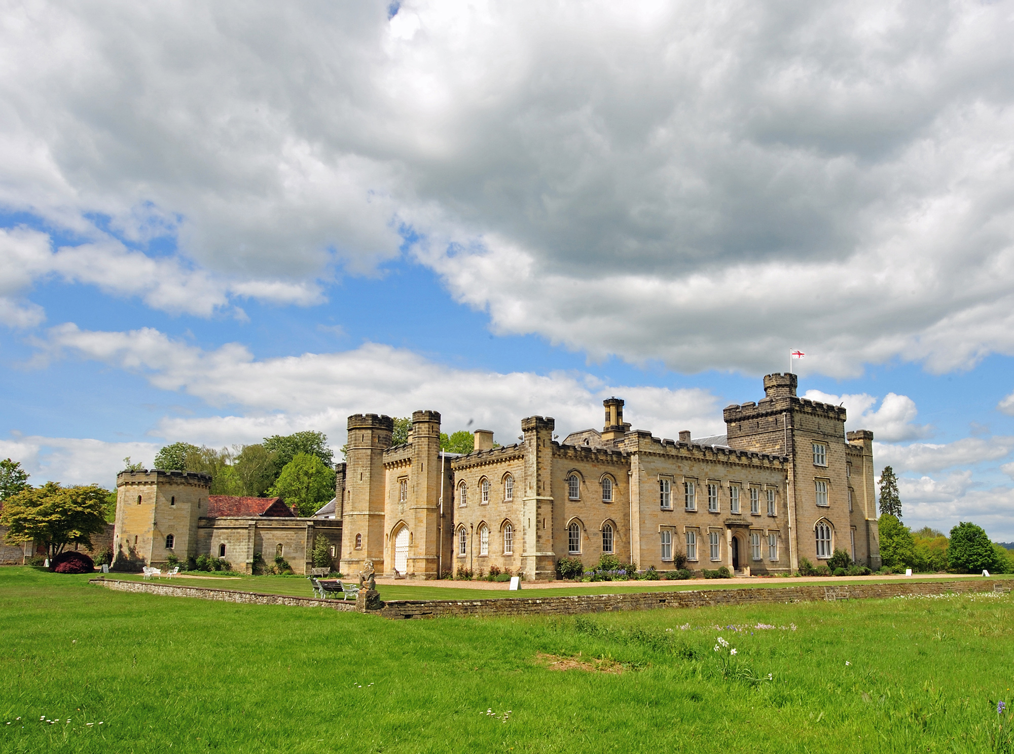 Castle with clouds behind it