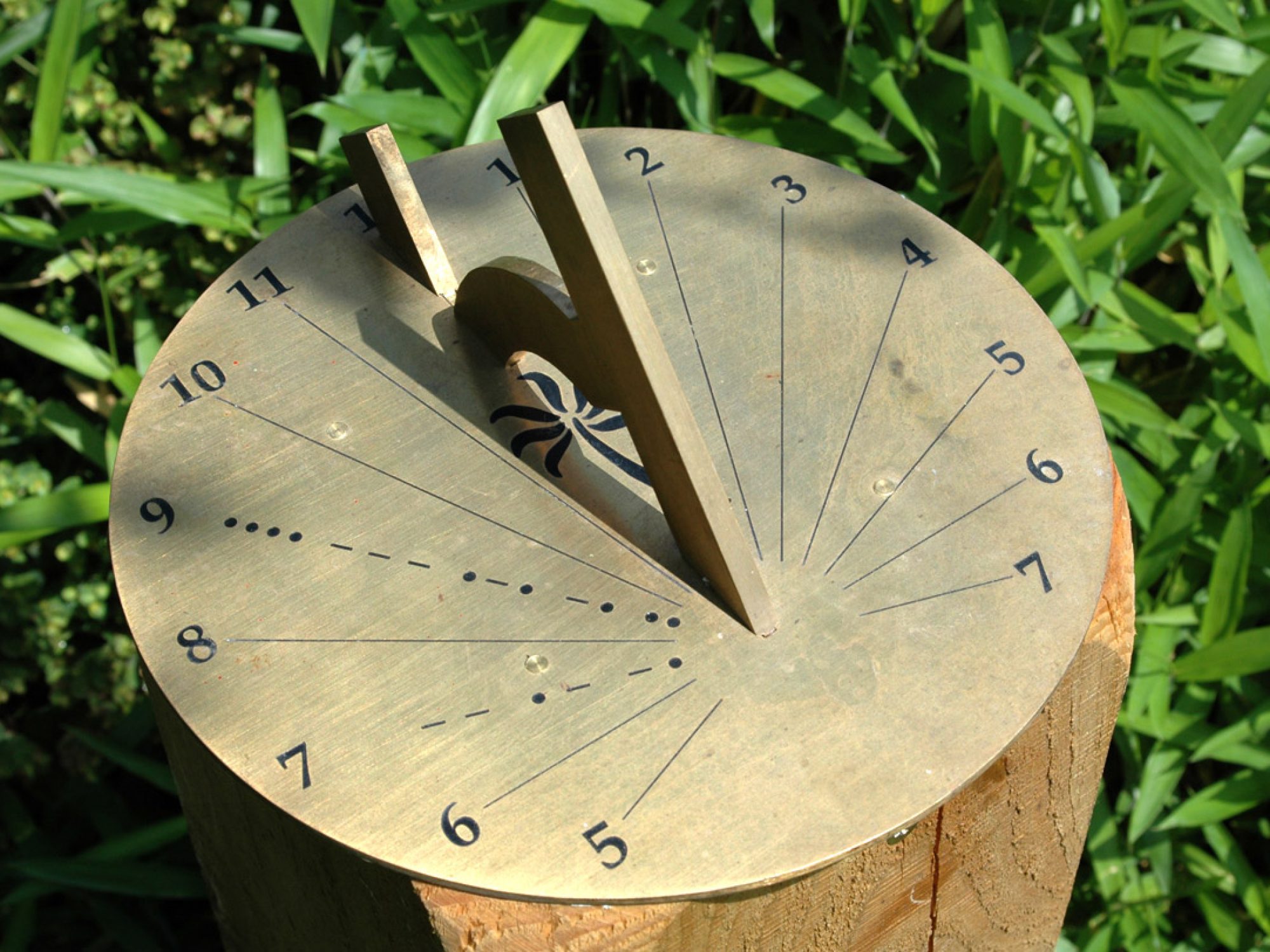 A metal traditional sundial