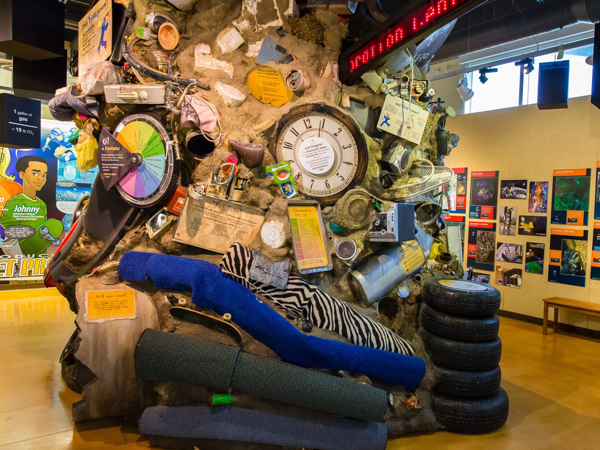 A large pile of rubbish, as an exhibit showing the problems with plastic pollution