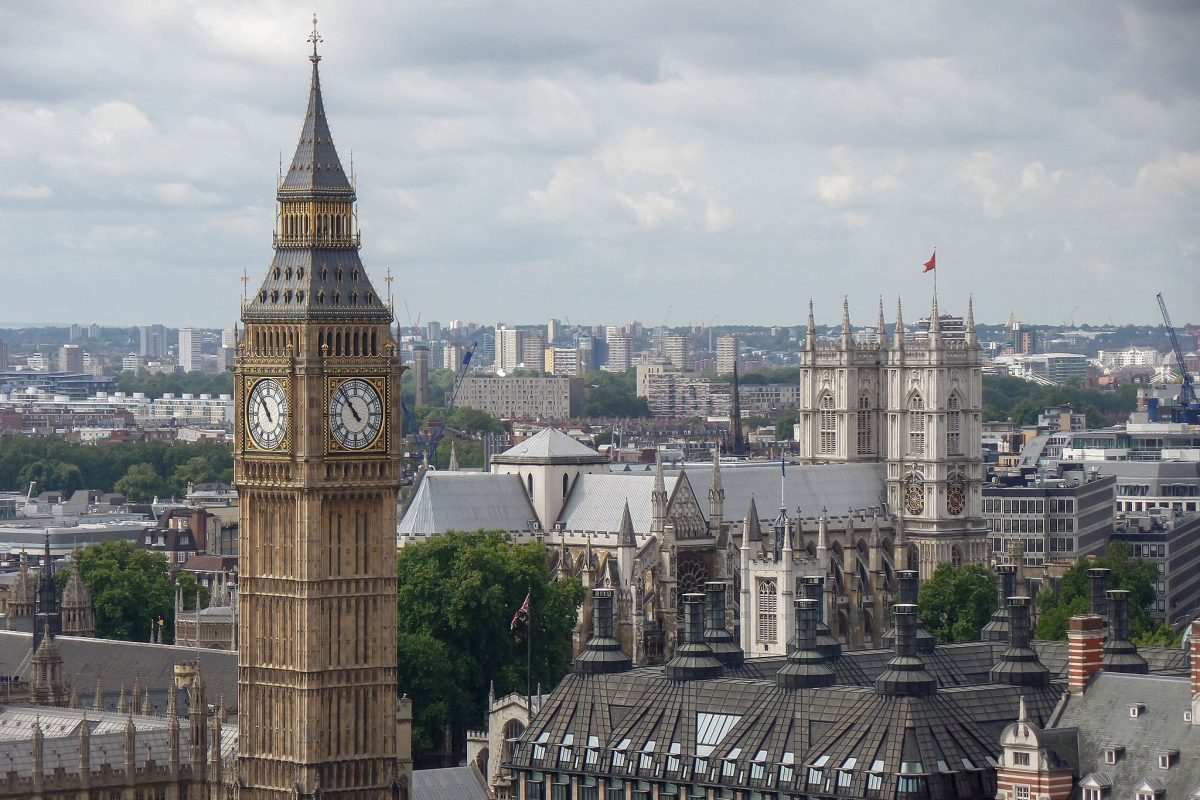 The clocktower on the Houses of Parliament