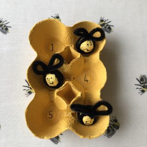 Pipe cleaner bees egg box behive