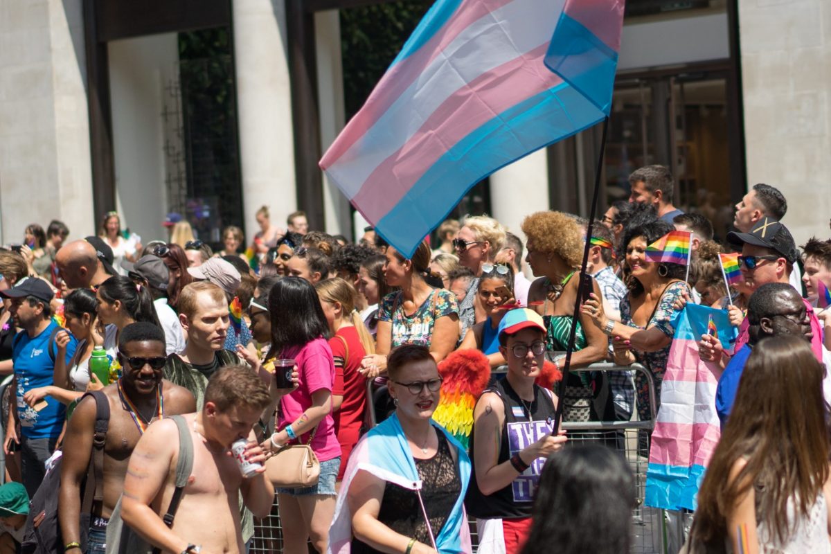 London pride parade with the trans flag