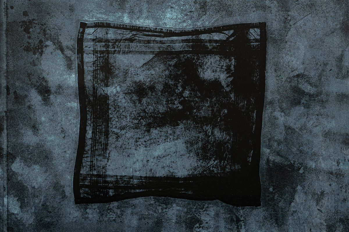 An etching by Suman featuring a hankie from her father