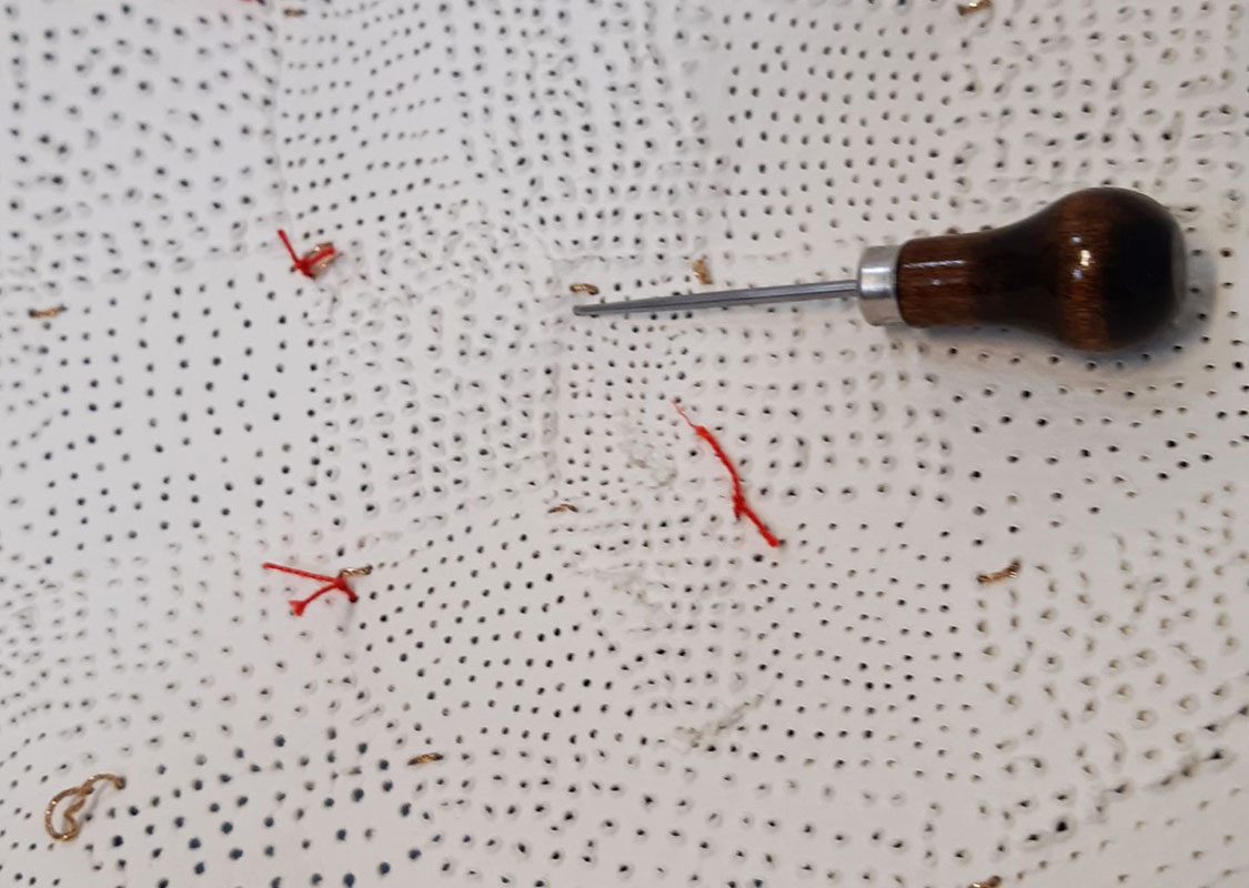 Suman Gujral's work, Counted with metal tool