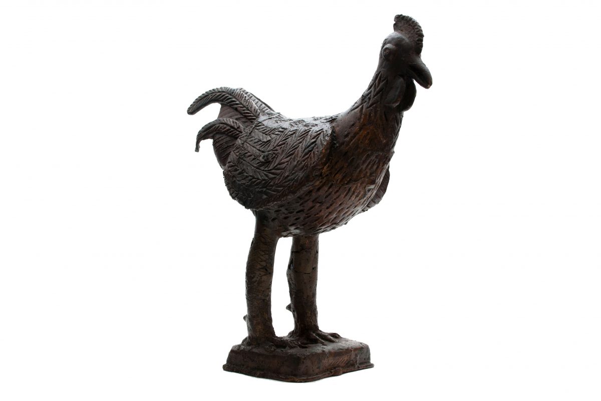 Brass sculpture depicting a cockerel