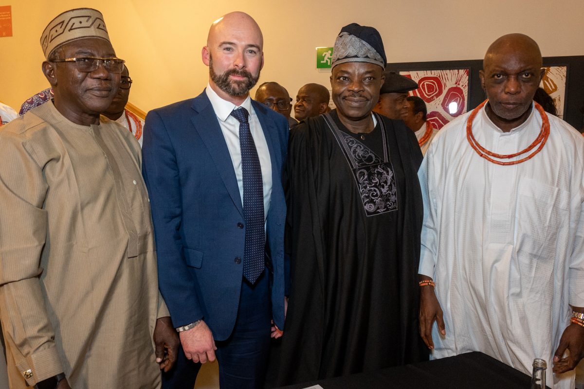 Prof. Abba Tijani, Director-General of Nigeria’s National Commission for Museums and Monuments (NCMM); Michael Salter-Church, Chair of the Trustees of the Horniman Museum and Gardens; His Excellency Sarafa Tunji Isola, High Commissioner of Nigeria in London; His Highness Prince Aghatise Erediauwa, representative of the Oba of Benin