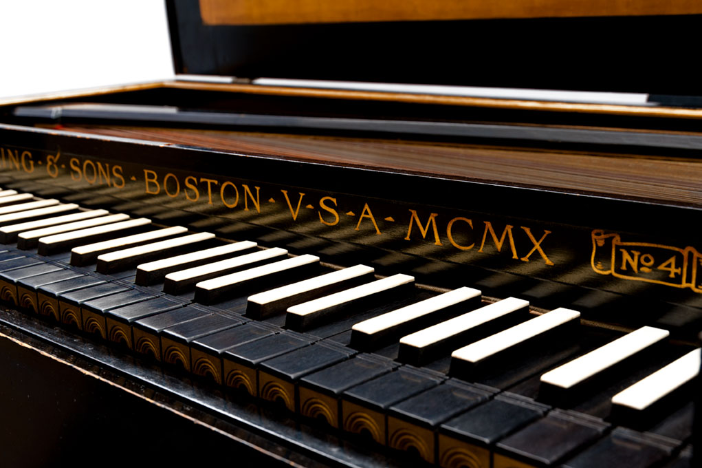 Close up of clavichord keys